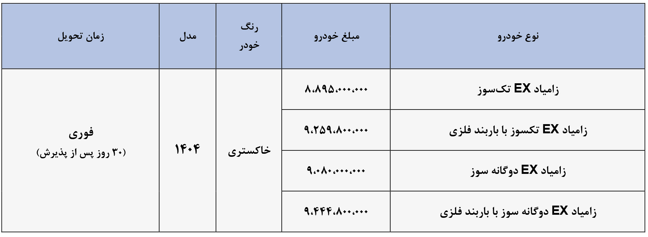 فروش فوری وانت اکستند زامیاد